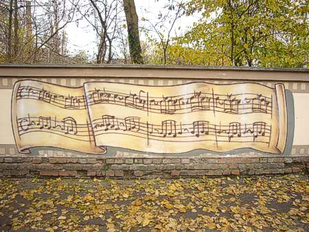 Graffity-Notenspur in der Leipziger Käthe-Kollwitz-Straße. Bild: LTM-Schmid