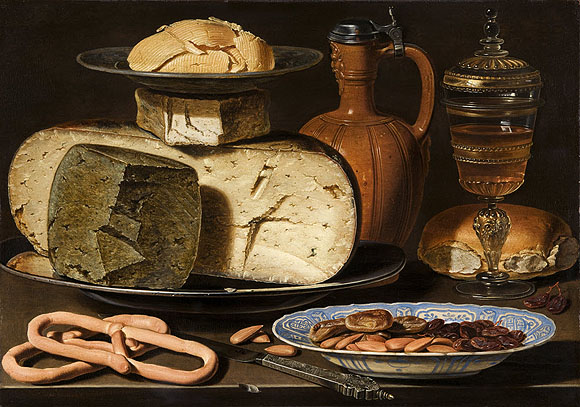 Clara Peeters, Stillleben mit Käse, Mandeln und Brezeln. Foto: Mauritshuis