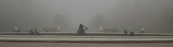 Schlossgarten Schwetzingen, Arionbrunnen im Nebel