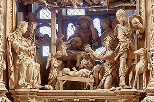 Ausschnitt aus dem Schnitzaltar von Jörg_Zürn im Münster in Überlingen. Bildnachweis: Helmut Fidler