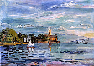 Hans Purrmann, Blick auf Schloß Montfort,1926, Öl auf Leinwand, 54 x 76 cm. VG Bild-Kunst Bonn, 2021