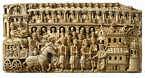 Elfenbeinrelief mit Darstellung einer Reliquienprozession. Domschatz Trier, Foto: A. Münchow