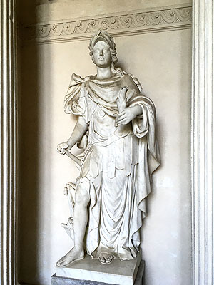 Schlossgarten Schwetzingen, Standbild der Minerva im Minervatempel. Foto: kulturer.be