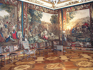 Schloss Rastatt, Tapissierien der "Schlachten"-Folge im Audienzzimmer des Markgrafen. Foto: kulturer.be