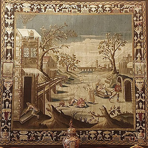 Schloss Ludwigsburg, Tapisserie mit Winterszenen im Alten Hauptbau.
